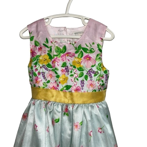 Nannette Kids Girl's Size 5T Formal Fit & Flare Dress Floral Keyhole Back Sash - Picture 3 of 7